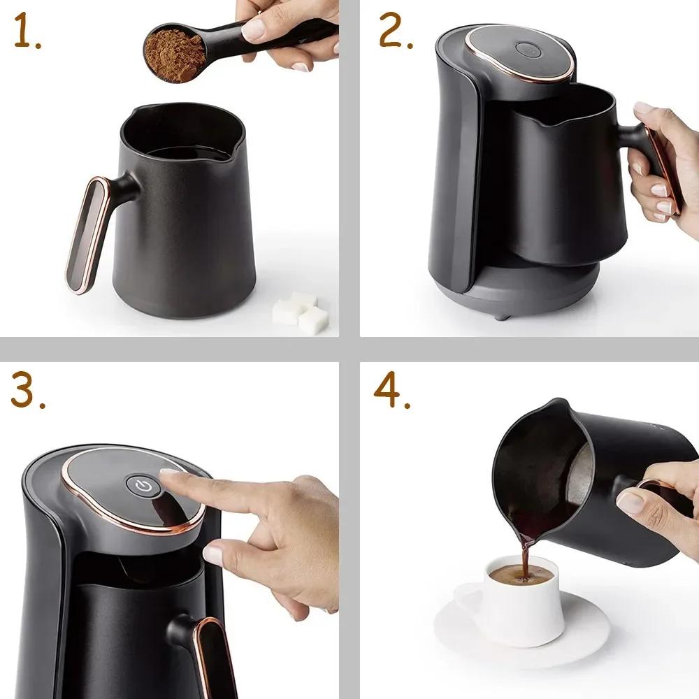 500ML Turkish Coffee Maker Coffee Pots Moka Pot 600W Semi-automatic Turkish Coffee Maker Thermal Cup Mini Coffee Machine Office