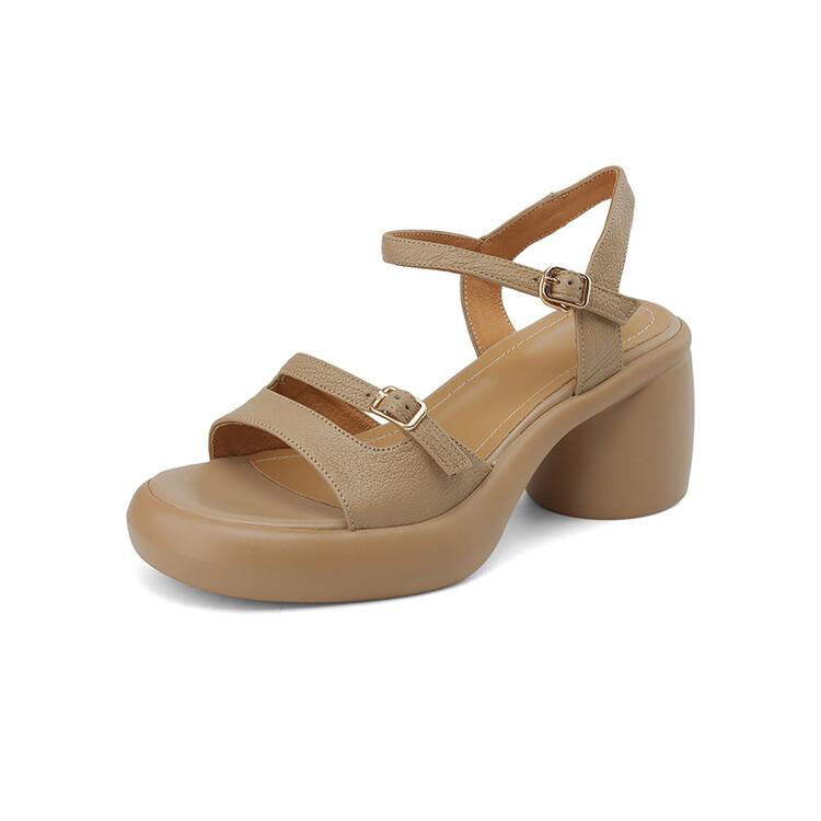 

Мода 2024 года, новые летние темпераментные женские босоножки на платформе с открытым носком и пряжкой на щиколотке, на толстом высоком каблуке, женская обувь из натуральной кожи 40 абрикосовый