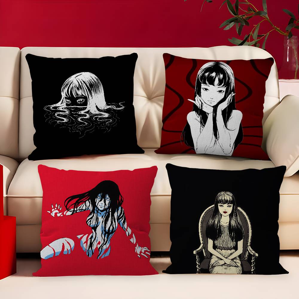 Junji Ito Kawakami Tomie Cushion Cover Polyester Sofa Cushions Decorative Throw Pillows Home Decoration Pillowcover