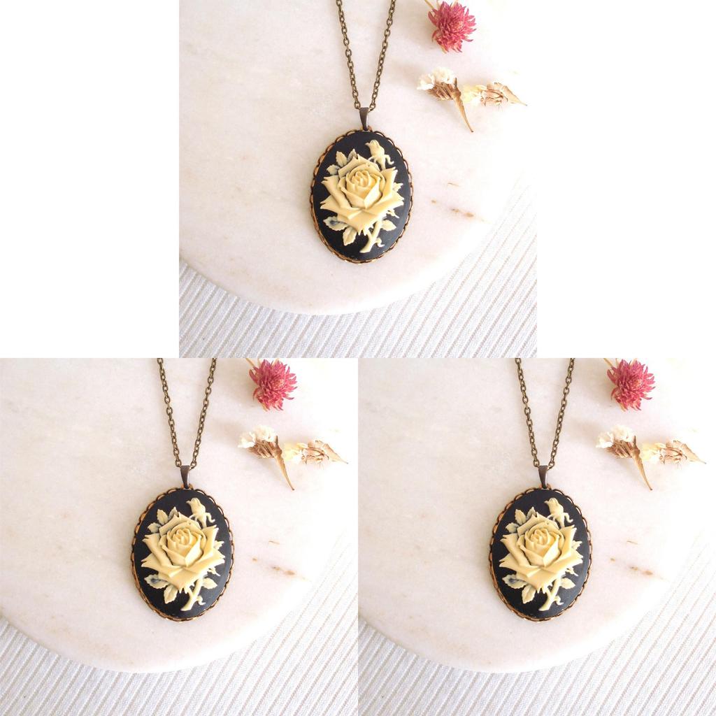 Vintage Black Rose Alloy Necklace With Cross Chain For Women Stylish Jewelry