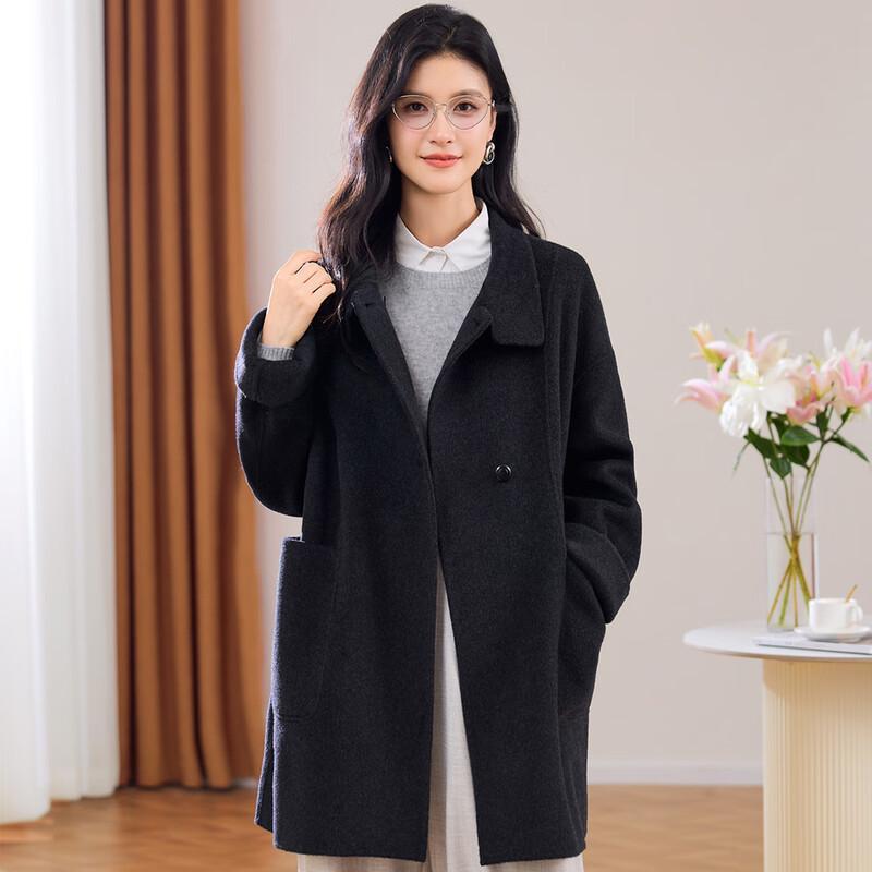 

Women s Merino Wool Lapel Mid-Length Coat S