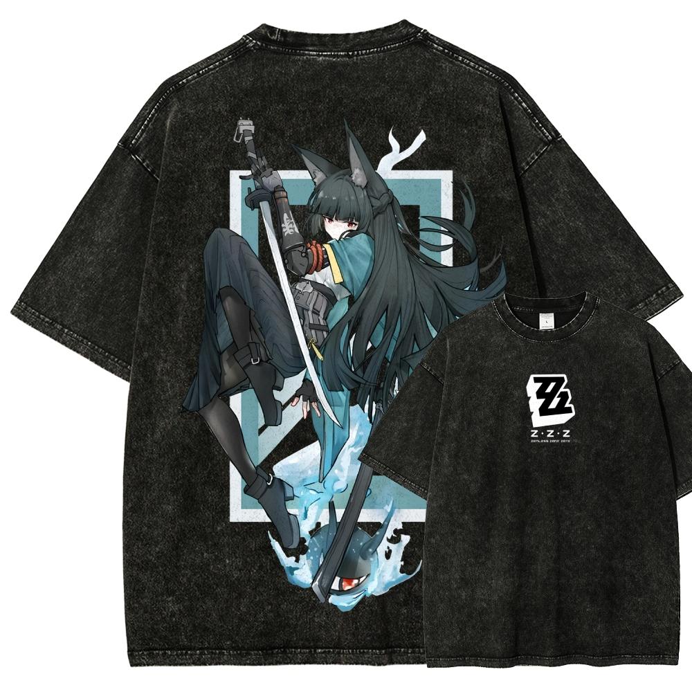 Anime Lover Washed T-shirt Personality Clothes Oversized Unisex Year Round Clothing High Quality