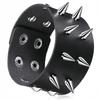 Punk Pu Leather Bracelet Gothic Rock Unique Rivet Stud Wide Cuff Unisex Bangle  Wristband Adjustable Party Jewelry
