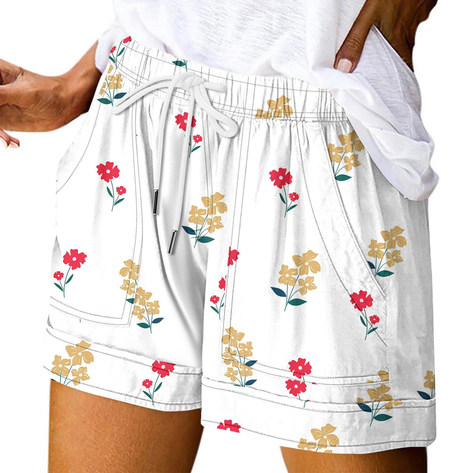 

Женские повседневные летние эластичные пляжные шорты с принтом повседневные шорты M белый