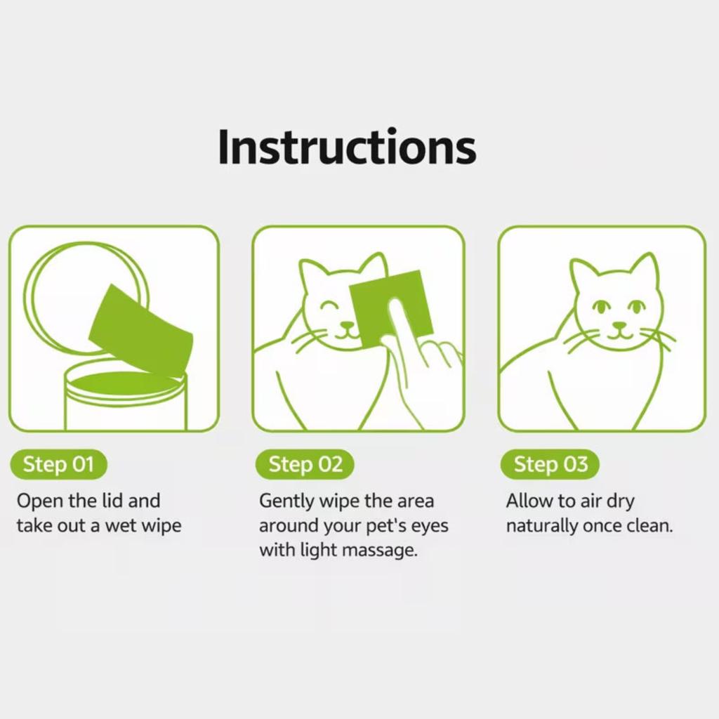 Pet Eye Care Wipes for Dogs Cats Rabbits Hamsters Horses Gentle Cleaning of Eyelids and Fur Around Eyes Removes Tear Stains and Eye Discharge
