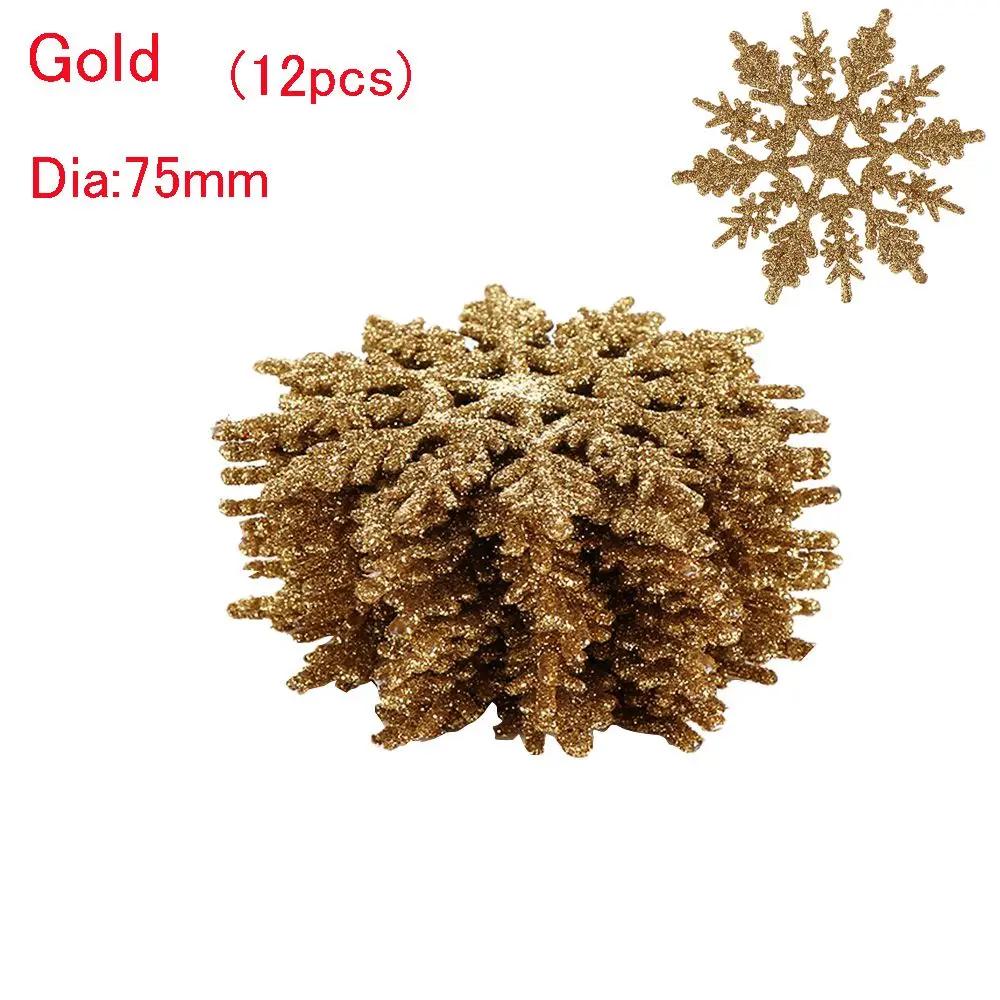 12 Stück 7,5 cm Lebhafte Kugeln DIY Basteln Hängender Anhänger Party-Ornamente Glitzernde Schneeflocke Weihnachtsbaum-Dekoration Festival-Dekoration