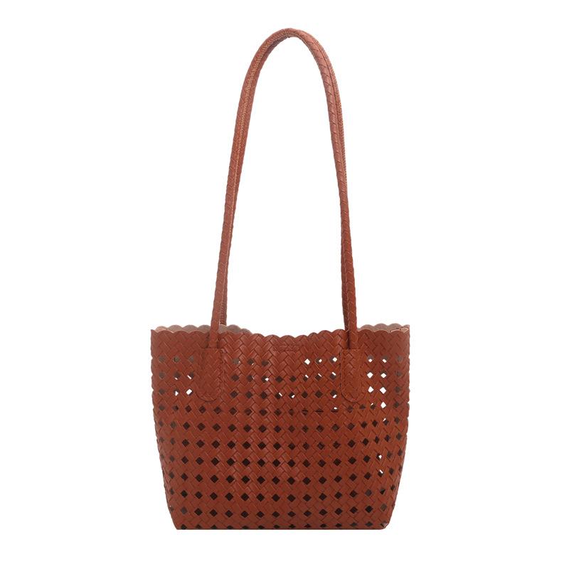 High-looking, Fashionable And Western-style Woven Vegetable Basket, Hollow Bag, Shoulder Tote Bag, Personalized Trendy Large-capacity Armpit Bag
