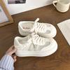 Young Girl Mesh Breathable White Sneakers Summer Versatile Trendy Fashion Thick‑Sole Board Shoes