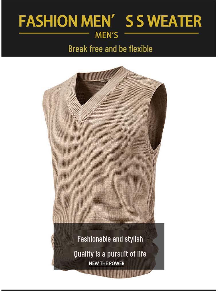 Gilet Cardigan Senza Maniche in Maglia Casual da Uomo con Scollo a V