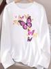 (Asian Size) butterfly style Long Sleeve T-shirts Casual Clothing Women o-neck Print T Shirt autumn winter spring Fashion Top Graphic Tee
