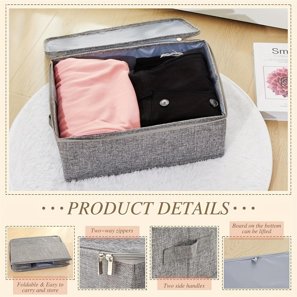 Stackable Foldable Fabric Storage Boxes with Lids and Handles Rigid and Foldable Storage Boxes Clothing Lockers Under-Bed Storag