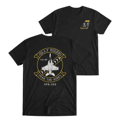 T-shirt VFA 103 Jolly Rogers Fear The Bones FA 18F Super Hornet Maglietta Grafica