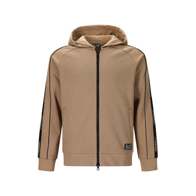 Emporio Armani Logo Patch Fleece Hooded Zip-Up Casual Sweatshirt Men sweatshirt Camel 7M000973-AF10377-U6171 M 13590₽