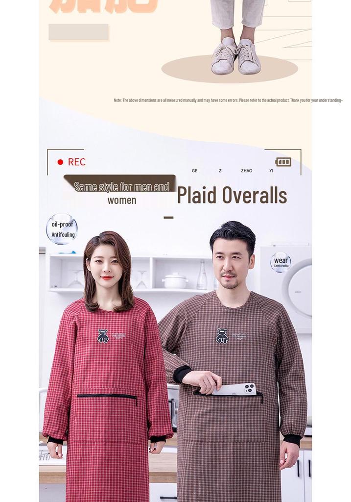 Knee-Length Long-Sleeve Kitchen Apron - Cooking Protective Clothing for Women & Men (2023)