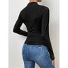 Women S Solid Slim Fit Long Sleeve T Shirt With Pleated Design