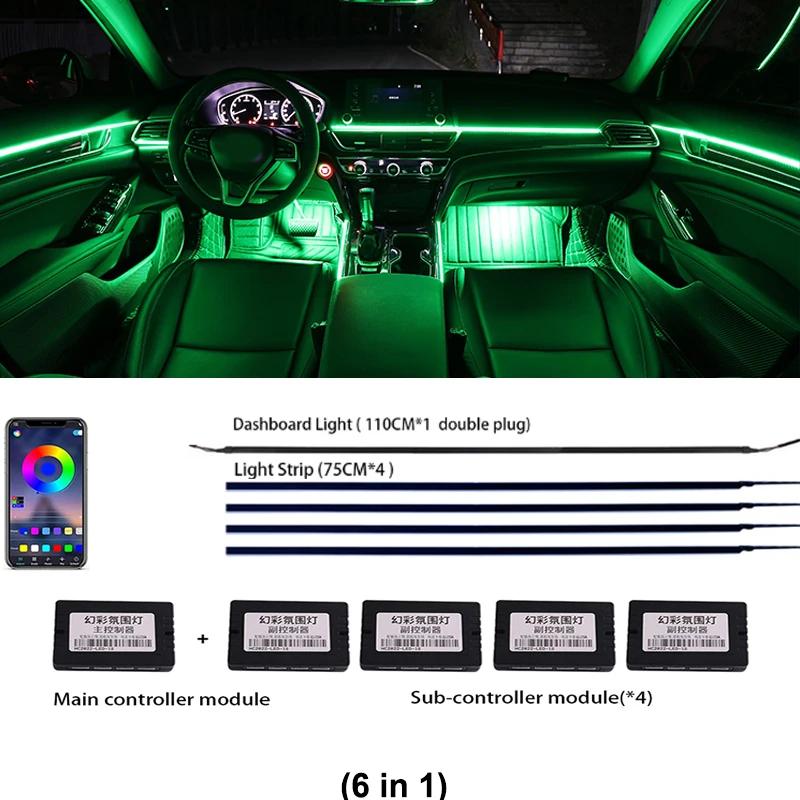 For Volvo XC40 Car Interior Mood Ambient Light RGB 64-Color LED Smart Remote Control Atmosphere Lamp Energy Saving Kit RGB Colors