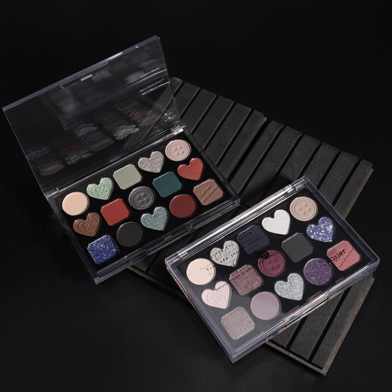 Button Fifteen Color Eyeshadow Palette Pearlescent Matte Earth Color Anti-Pink Eye Makeup Cosmetics