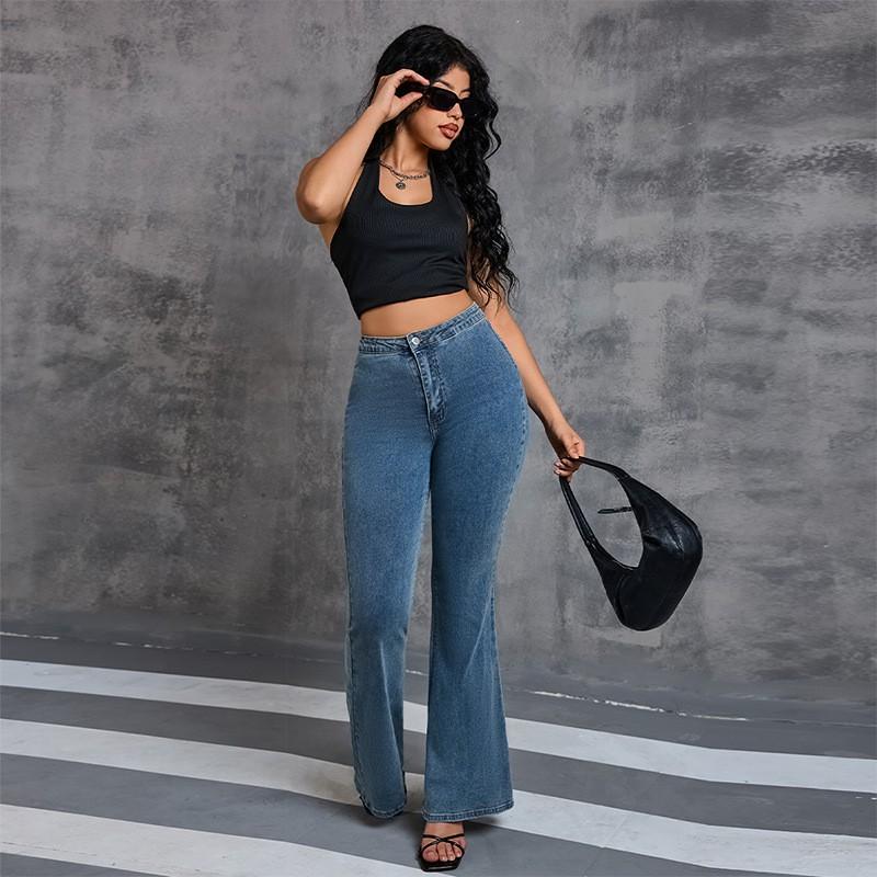 High Waist Stretchy Flared Jeans Women - Ultra Comfortable Wide Leg Denim Pants With Rise Fit