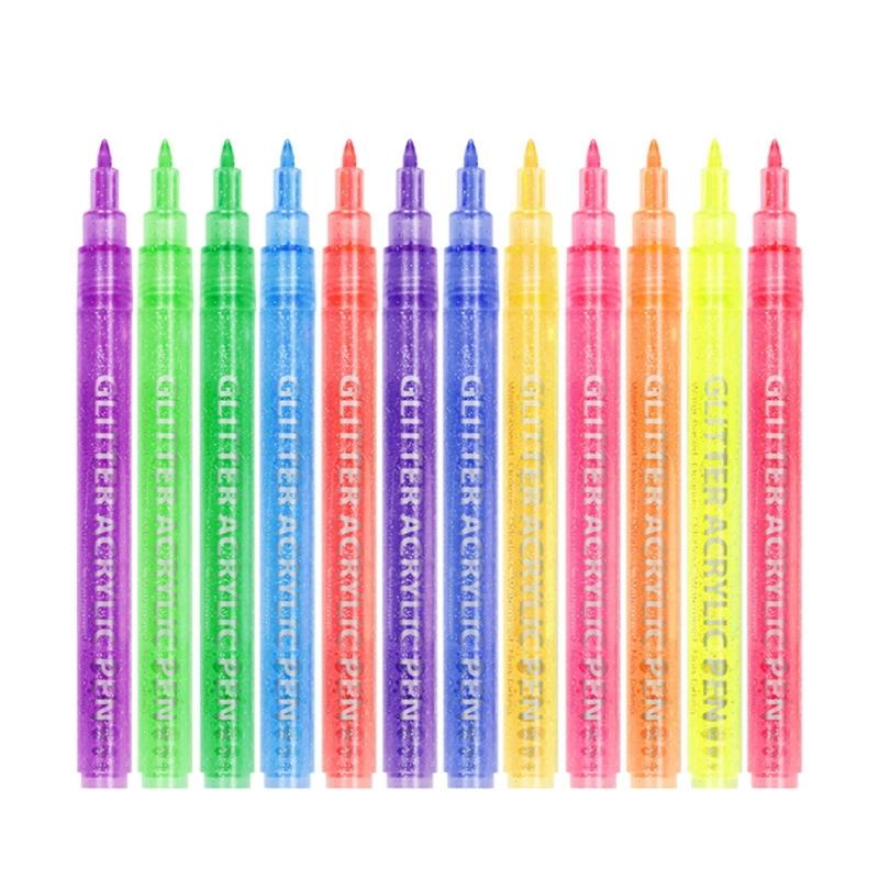 Набор акриловых маркеров с блестками, сияющий набор гелевых ручек с блестками для творческого письма, скрапбукинга и поделок 1