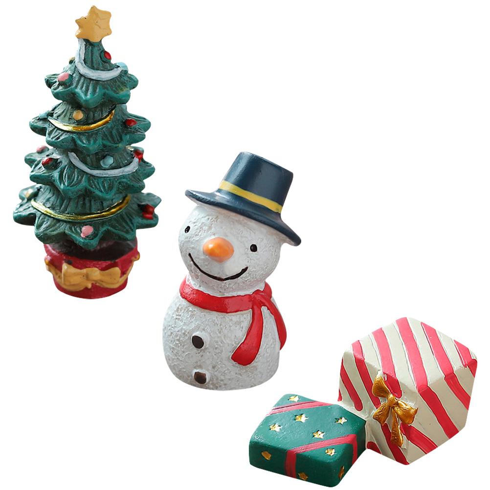 3 buc Decoratiuni pentru acvariu Decoratiuni pentru tort de Craciun Figurine de Craciun in miniatura Micro Peisaj Casa Om de zapada decorativ