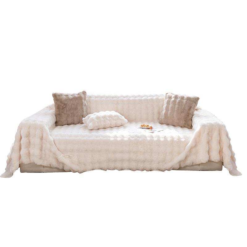 Husă de prosop de canapea de pluș de iepure, husă de canapea anti-alunecare de pluș de iarnă, pătură nouă anti zgârieturi de pisică