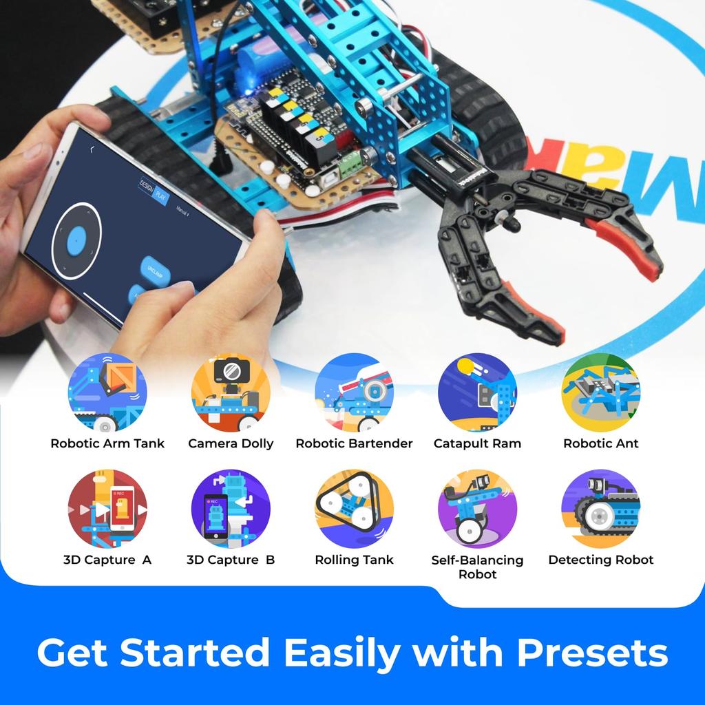 Makeblock mBot Ultimate Roboterarm STEM-Bildung DIY-Roboter-Kit Kompatibel mit Arduino C Python Raspberry Pi Scratch Montageroboter-App Fernbedienung