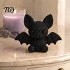 Home Office Space Decoration 3D Printed Bat Figurine with Knitted Texture, Cartoon Halloween Decoration, Handmade Style Statue Cute Animal for