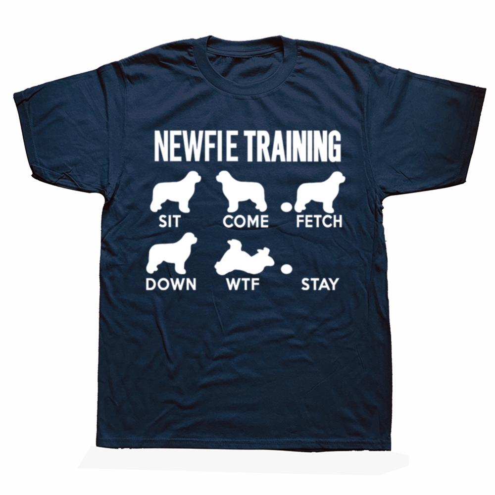 Funny Newfie Training Newfoundland Dog Tricks T-shirts Men Women's Fashion Casual Tshirt 100% Cotton Loose Oversized T Shirt