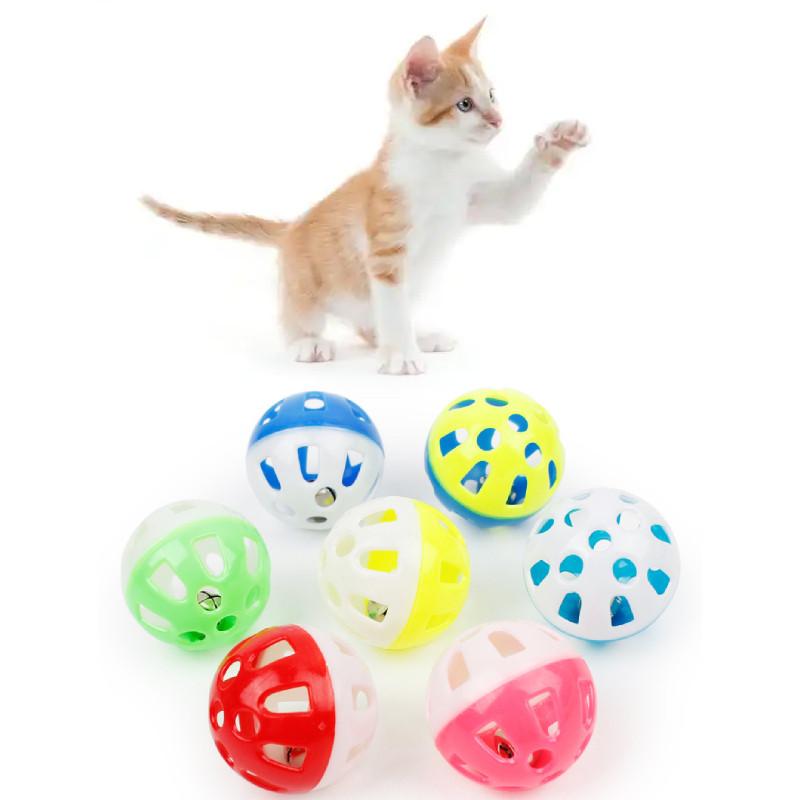 Cat Plastic Fun Bell Ball Toy Randomly Colored Lightweight For Entertainment Pet
