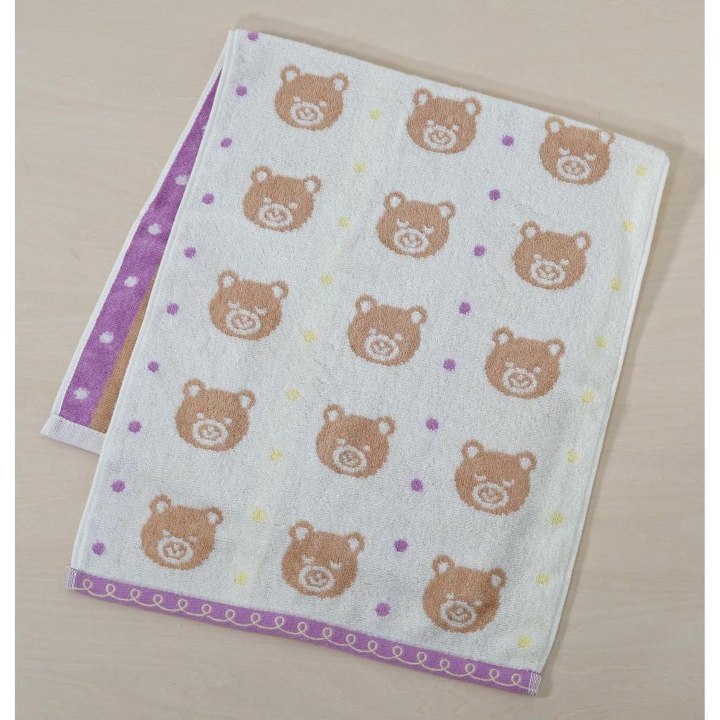 UCHINO Pastel Friends Face Towel Brown 34x80cm 100% Cotton Jacquard Cute Animal Pattern Soft and Absorbent Daily Towel 7202F434 BR