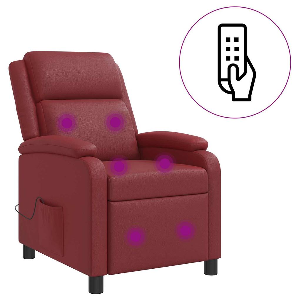 Massage Recliner Chair Wine Red Artificial Leather