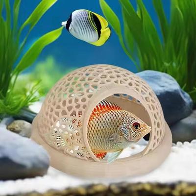 Aquarium Floating Cave Fish Shrimp Hideout Shelter 3-in-1 Hammock Feeding Ring & Resting Spot for Betta Small Aquatic Pets