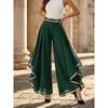 Women's New Fashion Patchwork Trim Layered Chiffon High-Waisted Casual Wide-Leg Pants