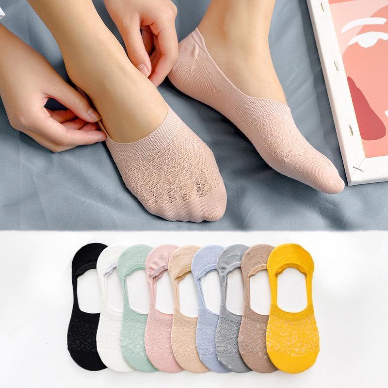 (7 pairs of random colors) Women's lace boat socks, 35-40 invisible sports shoes and socks, no show anti slip socks, breathable ballet shoes and socks