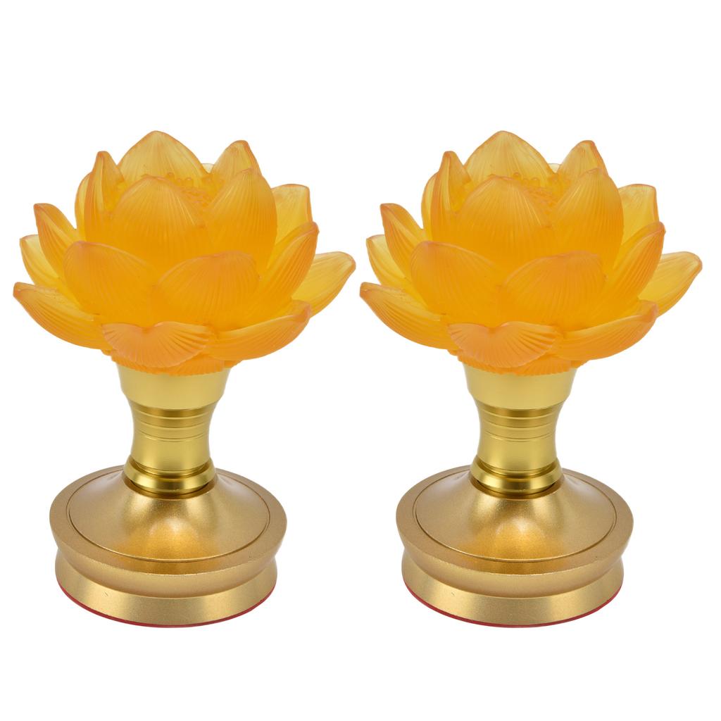 2 Set LED Buddhist Light 3 Color Adjustment Buddha Lamp Plug In Flower Light for Home Buddhist