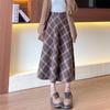 Women's Mulard Style High Waist Pleated Midi Skirt In Retro Brown