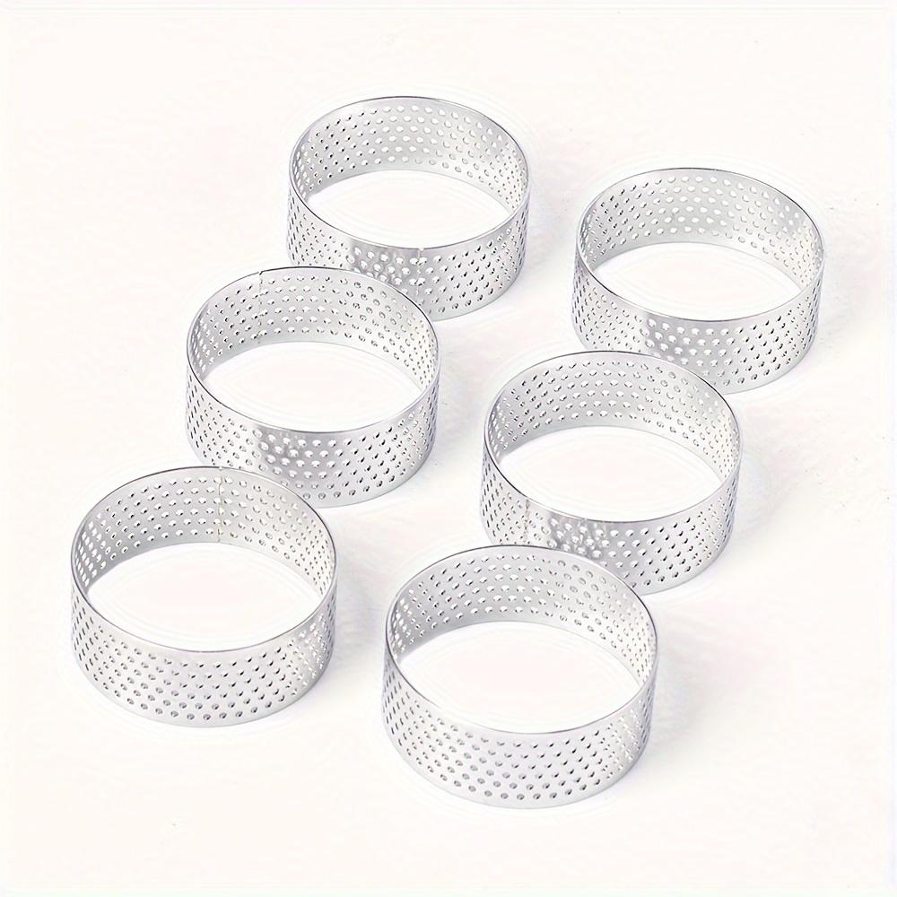 

6pcs 5cm Perforated Tartlet Cake Mousse Mould Stainless Steel Tart Mold Pie Ring Cookies Pastry Circle Cutter Baking Tools