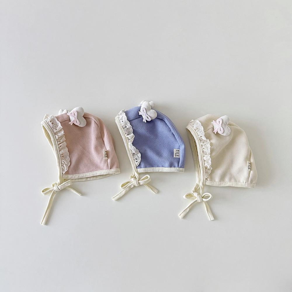 Korean Baby Warm Knitted Hat New Winter Heart Ear Flap Cap for Newborn Photographyr Props Cute Infant Soft Bonnet 0-14M