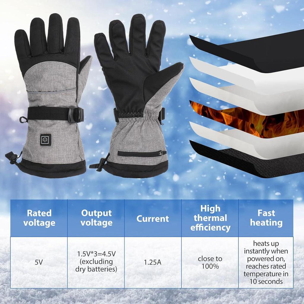 Waterproof Heated Touchscreen Gloves for Outdoor Activities