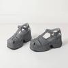 Krazing Pot Polyurethane Spring Summer Size 43 Size 42 Women Platform Women Square Toe Buckle Thick Bottom Pumps