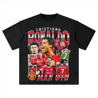 Summer Fashion Trendy Tee Cristiano Ronaldo Cotton Football Tshirt Manchester Jersey Commemorative Shirt Summer Unisex Oversized Short Sleeve Shirt