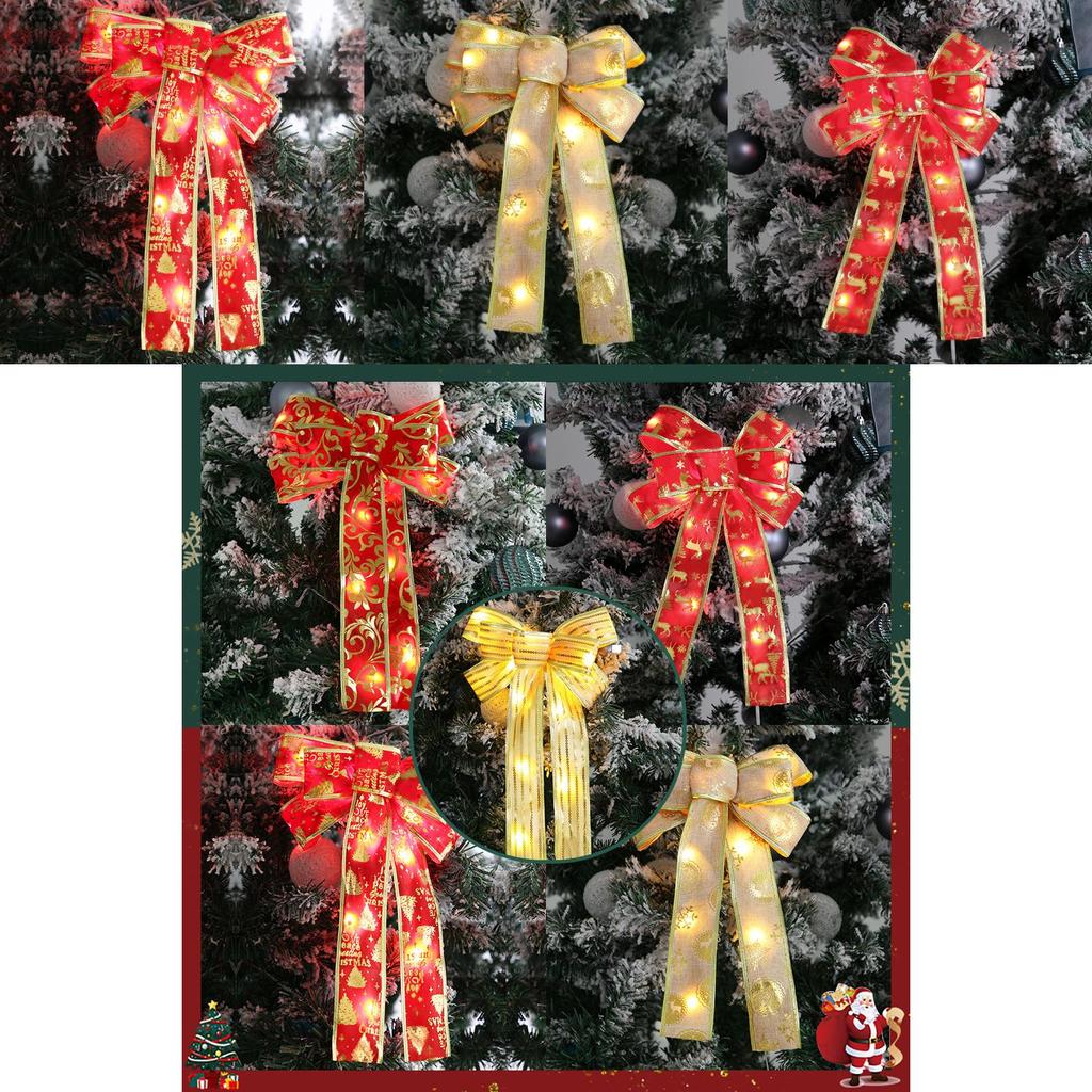 Elegant Christmas Decor Warm Light Bow Hanging Ornament For Festive Tree Display