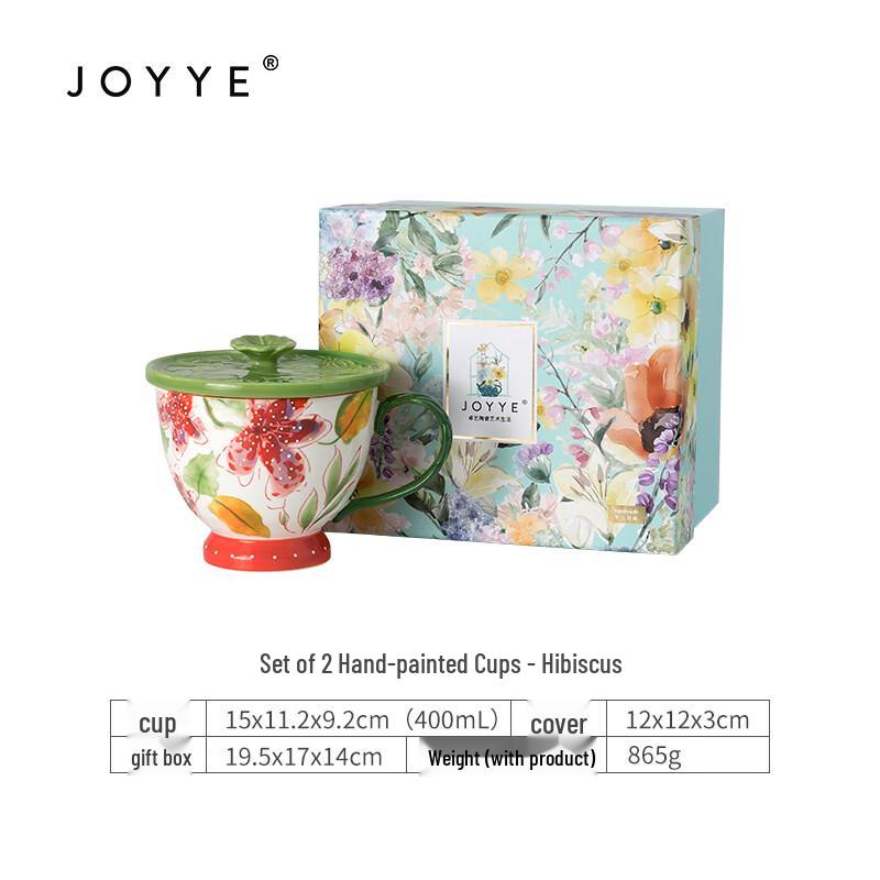 JOYYE Floral Hand-Painted Ceramic Mug Set
