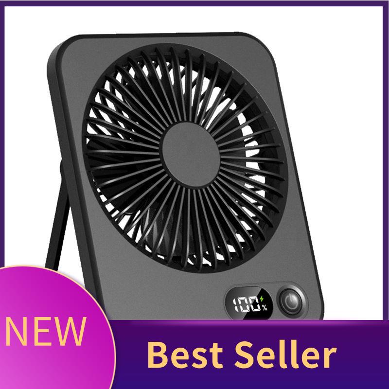 B69A Tragbarer Schreibtischventilator USB-wiederaufladbarer Lüfter 180° Neigung faltbar Persönlicher Ventilator mit Leistungsanzeige 5 Geschwindigkeiten Ultra-leiser Tisch