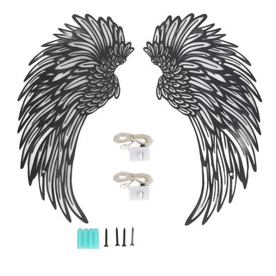 Metal Angel Wings Wall Decor with Lights Double Sided Warm Light Frosted Angel Wings Wall