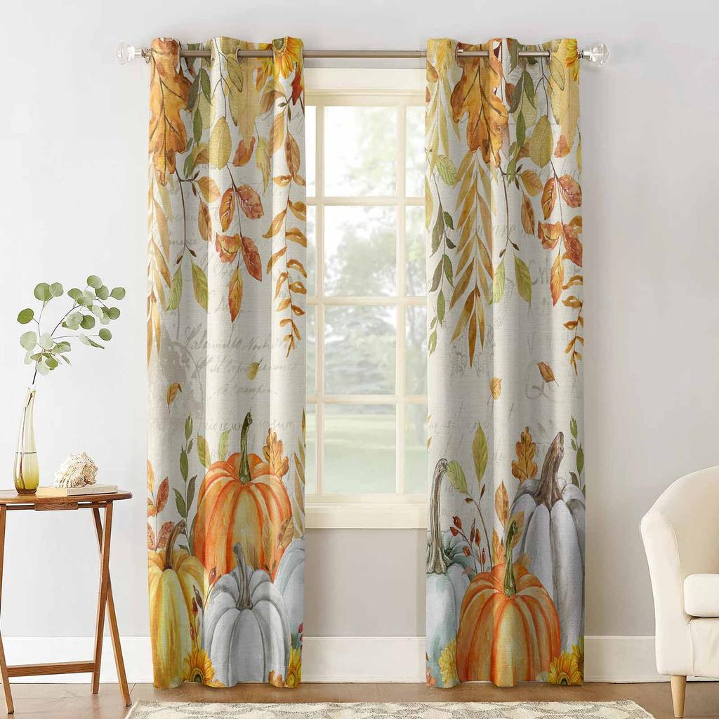 Dziękczynienia Liście Eukaliptusa Jesień Dynia Zasłony Zaciemniające do Salonu Sypialni Dekoracja Okna Żaluzje Zasłony