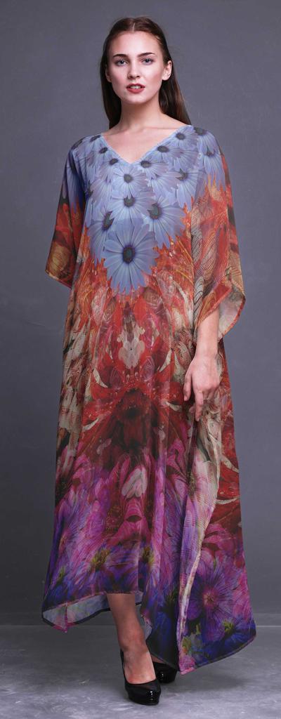Phagun Daisy & Wild Flower Floral Ladies Kaftan Holiday Loungewear Maxi Dress Beach