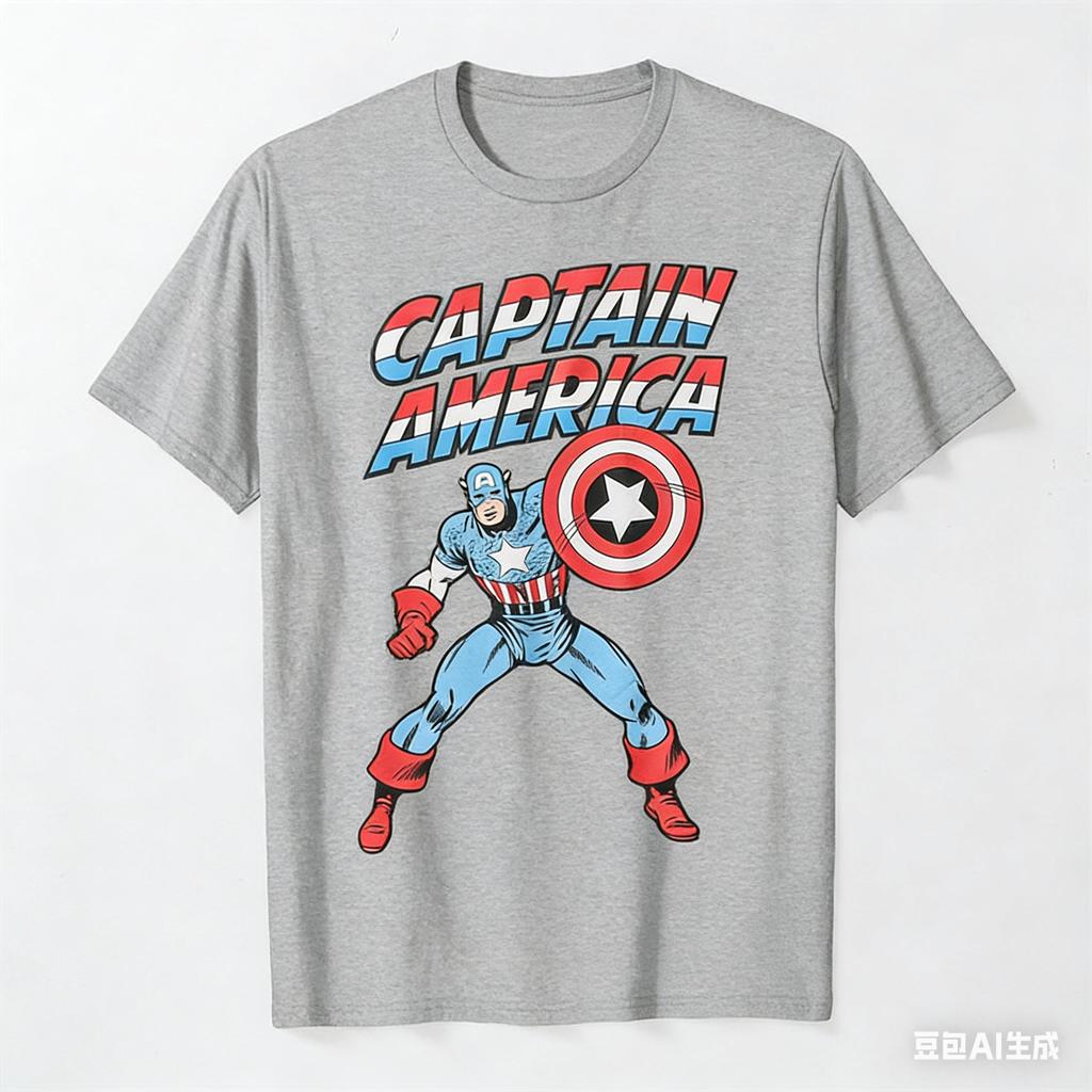 Adult and Childrens Parentchild Captain America Classic Comic Pure Cotton Shortsleeve Outdoor Sports Casual Tshirt