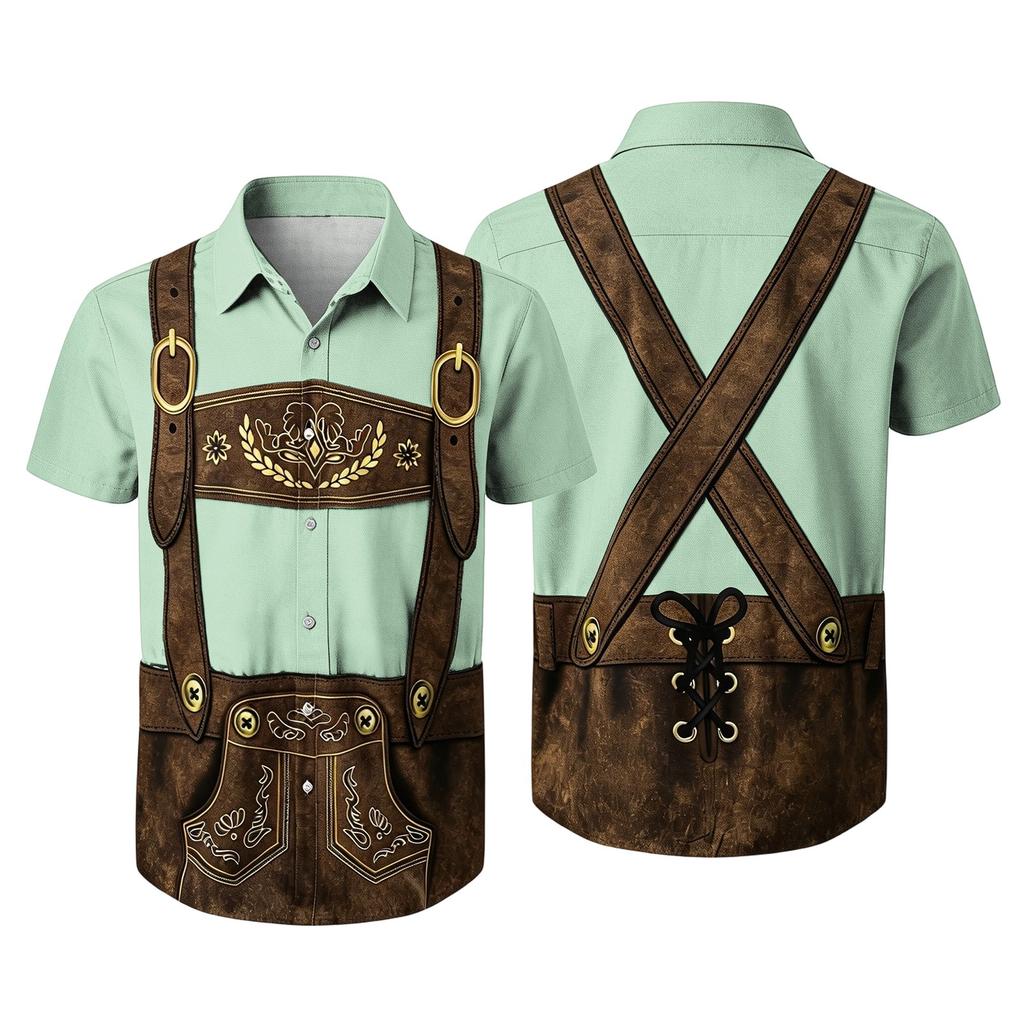 Men's Vintage Print Short Sleeve Cardigan Casual Loose Fit for Party Festival Daily Wear