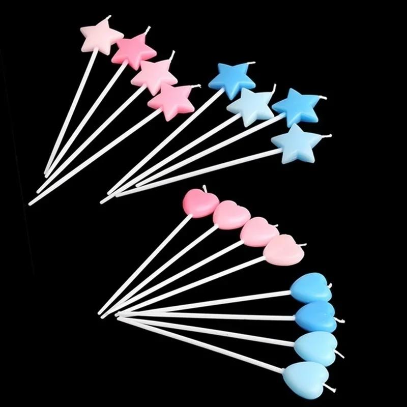 4 PCS/Set Candle Heart/Star Stick Design Birthday Cake Candle Party Holiday Home Decoration